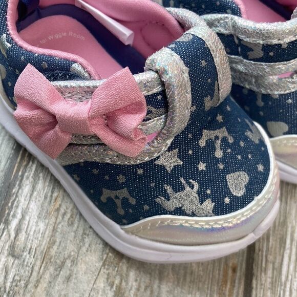 BABY GIRL UNICORN & Sparkly Flower Sneakers Shoes Size 2 - Picture 4 of 8
